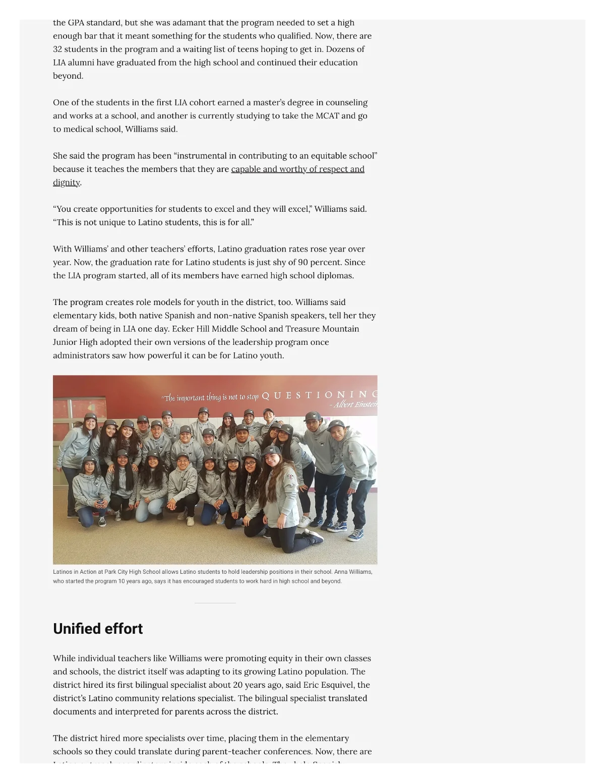Park City schools make large strides to close the opportunity gap — page 3