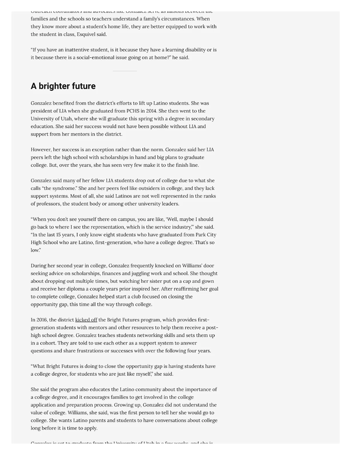 Park City schools make large strides to close the opportunity gap — page 6